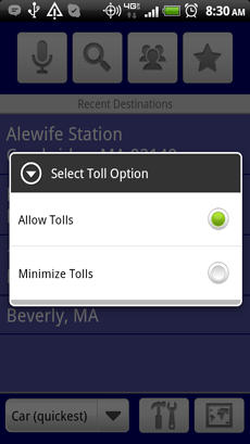 SmartTruckRoute Toll Settings